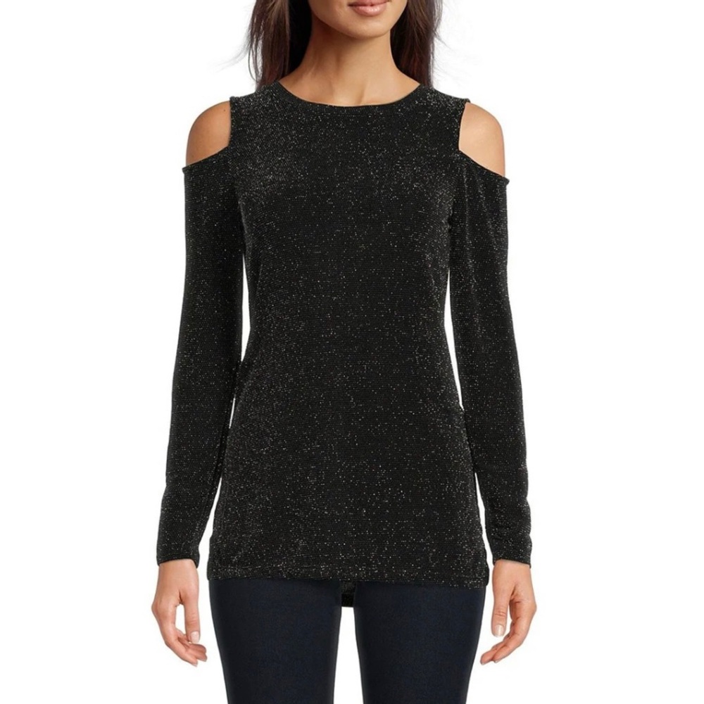 MICHAEL KORS Metallic Cold Shoulder Top